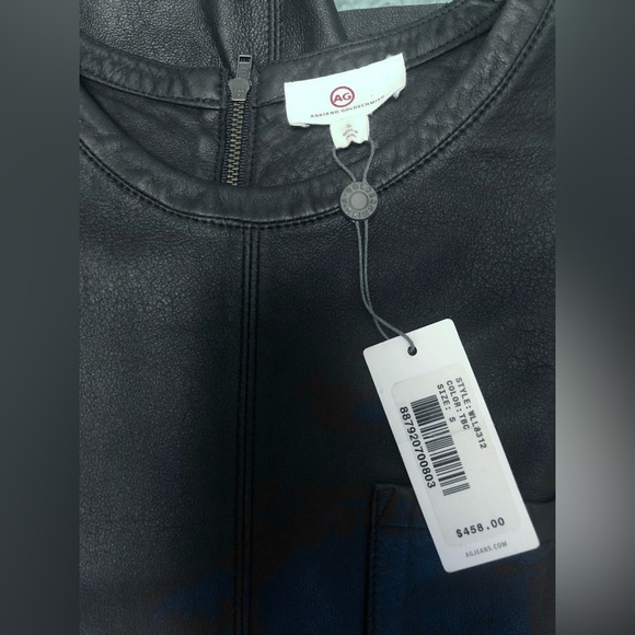 New AG Adriano Goldschmied Black Leather T Shirt Size S - Picture 6 of 7